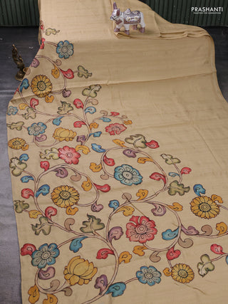 Beige Semi Tussar Saree - Applique Work