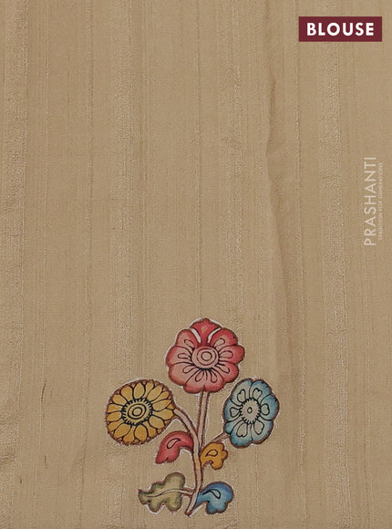 Beige Semi Tussar Saree - Applique Work