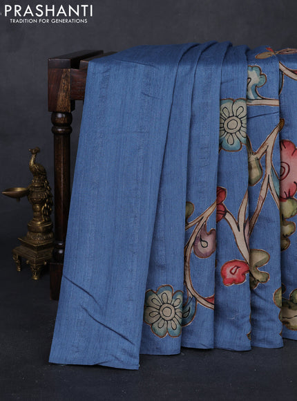 Blue Semi Tussar Saree - Applique Work