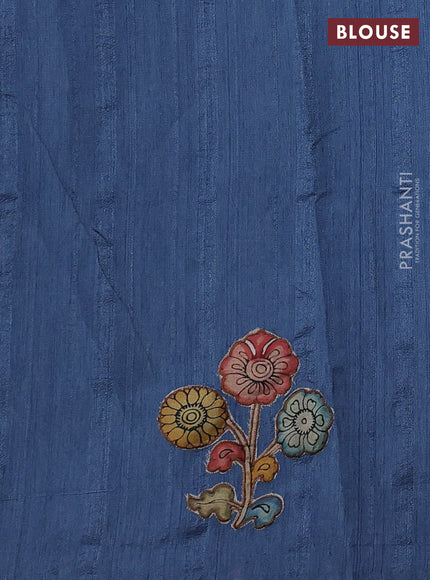 Blue Semi Tussar Saree - Applique Work