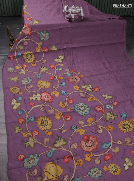 Purple Semi Tussar Saree - Applique Work
