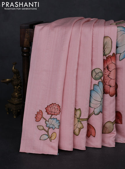 Peach  Semi Tussar Saree - Applique Work