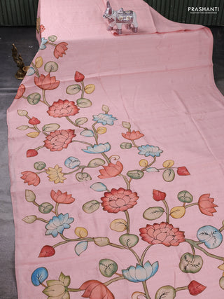 Peach  Semi Tussar Saree - Applique Work