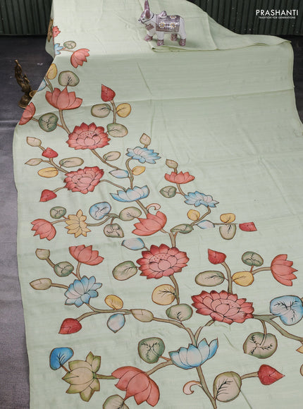 Pastel Green Semi Tussar Saree - Applique Work