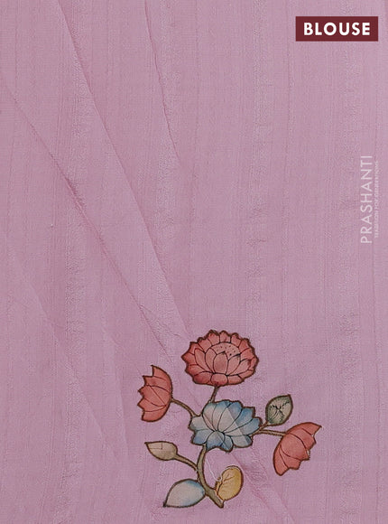 Lotus Pink Semi Tussar Saree - Applique Work