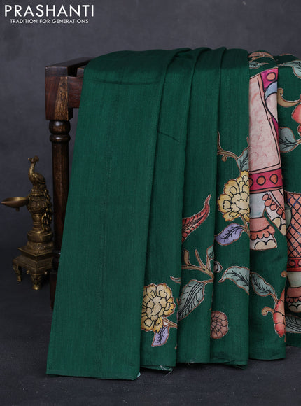 Green Semi Tussar Saree - Applique Work
