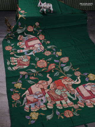 Green Semi Tussar Saree - Applique Work