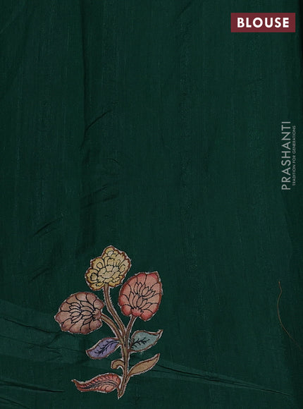 Green Semi Tussar Saree - Applique Work