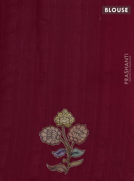 Red Semi Tussar Saree - Applique Work