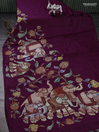 Purple Semi Tussar Saree - Applique Work