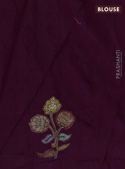 Purple Semi Tussar Saree - Applique Work