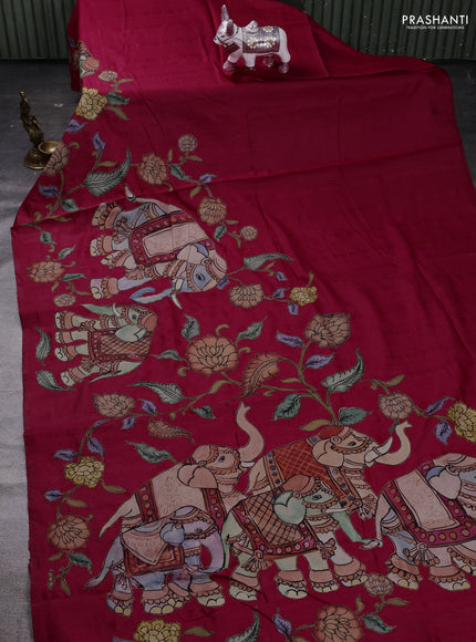 Pink Semi Tussar Saree - Applique Work