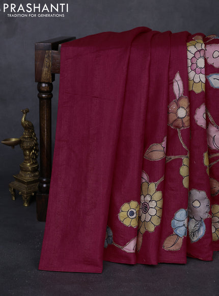 Red Semi Tussar Saree - Applique Work