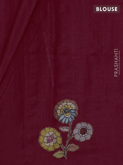 Red Semi Tussar Saree - Applique Work
