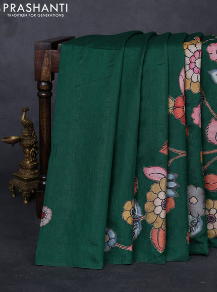 Green Semi Tussar Saree - Applique Work