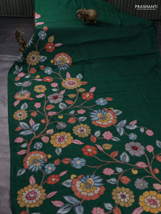 Green Semi Tussar Saree - Applique Work