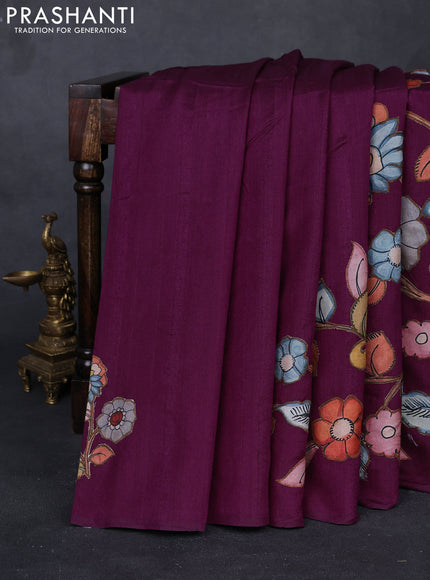 Purple Semi Tussar Saree - Applique Work