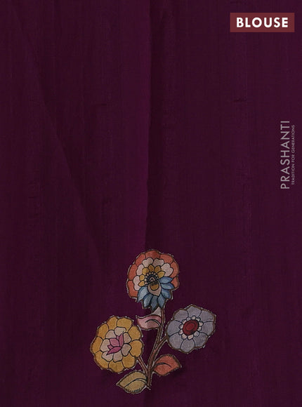 Purple Semi Tussar Saree - Applique Work