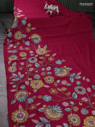 Pink Semi Tussar Saree - Applique Work
