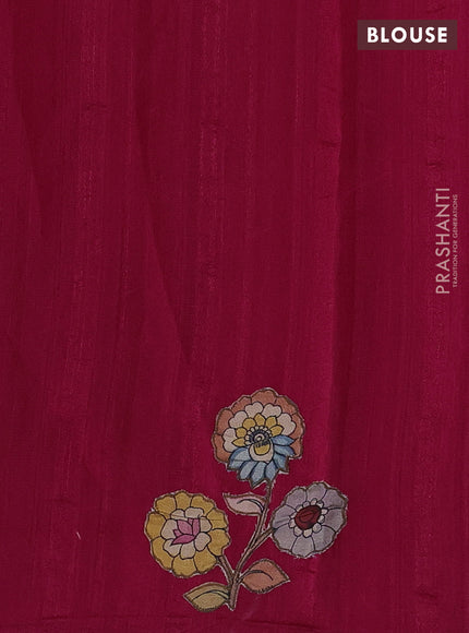Pink Semi Tussar Saree - Applique Work