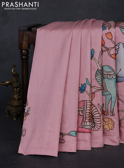 Peach Semi Tussar Saree - Applique Work