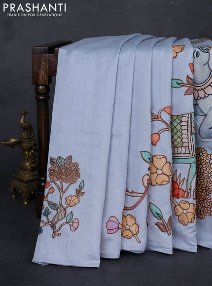 Grey Semi Tussar Saree - Applique Work