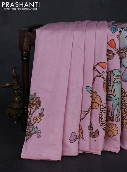 Peach Pink Semi Tussar Saree - Applique Work