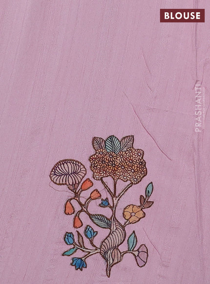 Peach Pink Semi Tussar Saree - Applique Work