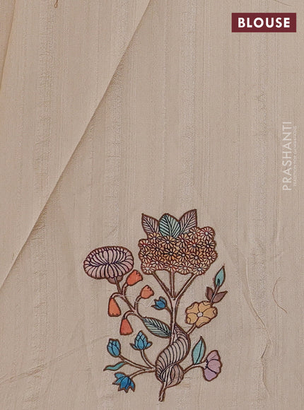 Beige Semi Tussar Saree - Applique Work