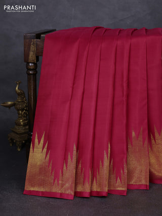 Pink Pure Kanchipuram Silk - Temple Border