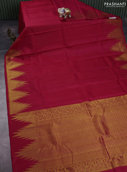 Pink Pure Kanchipuram Silk - Temple Border