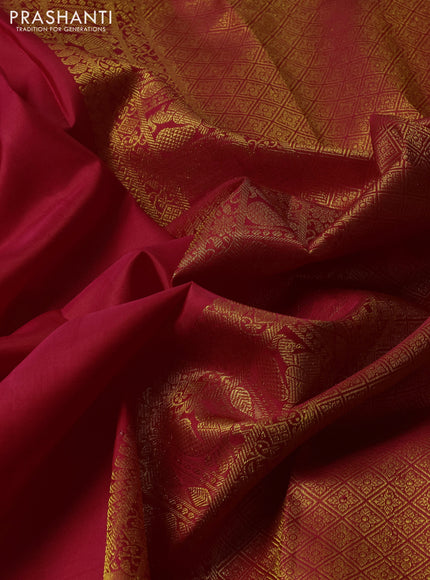 Pink Pure Kanchipuram Silk - Temple Border