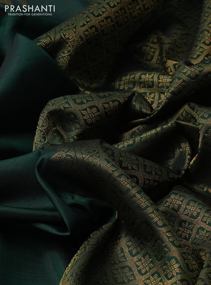 Bottle Green Pure Kanchipuram Silk - Temple Border