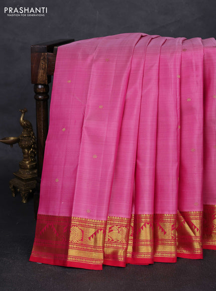 Light Pink & Pink Pure Kanchipuram Silk - Buttas