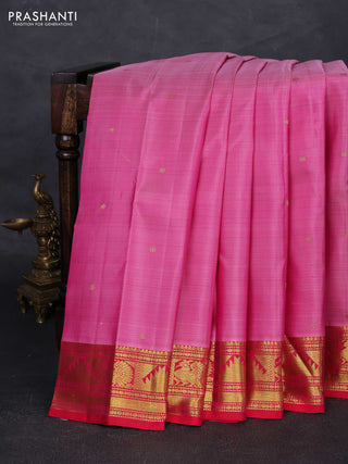 Light Pink & Pink Pure Kanchipuram Silk - Buttas