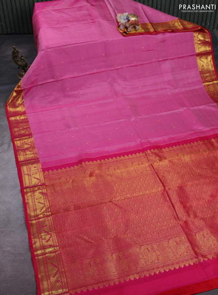 Light Pink & Pink Pure Kanchipuram Silk - Buttas