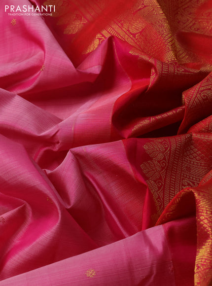 Light Pink & Pink Pure Kanchipuram Silk - Buttas