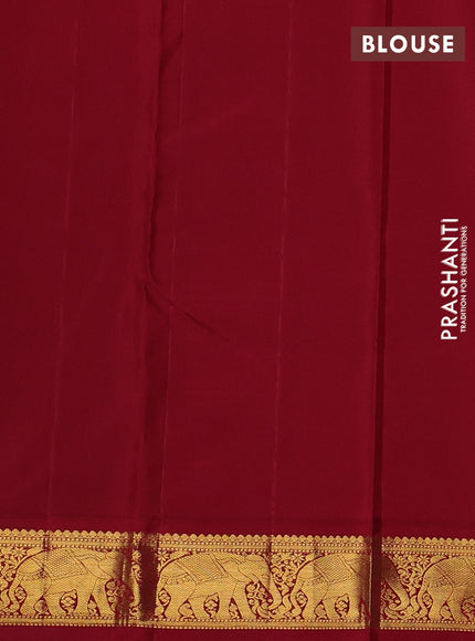 Grey & Maroon Pure Kanchipuram Silk - Buttas