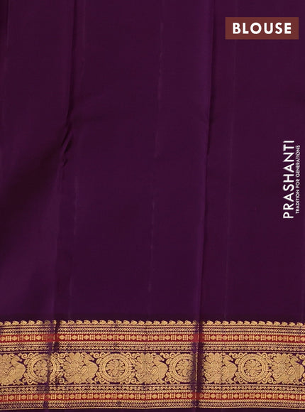 Peach Pink & Purple Pure Kanchipuram Silk - Buttas
