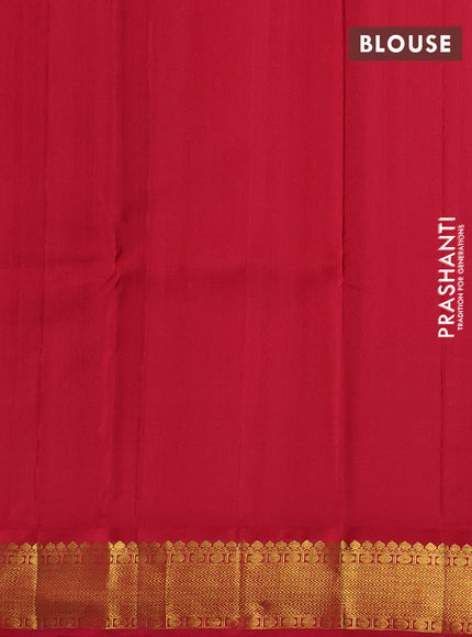 Blue & Red Pure Kanchipuram Silk - Buttas