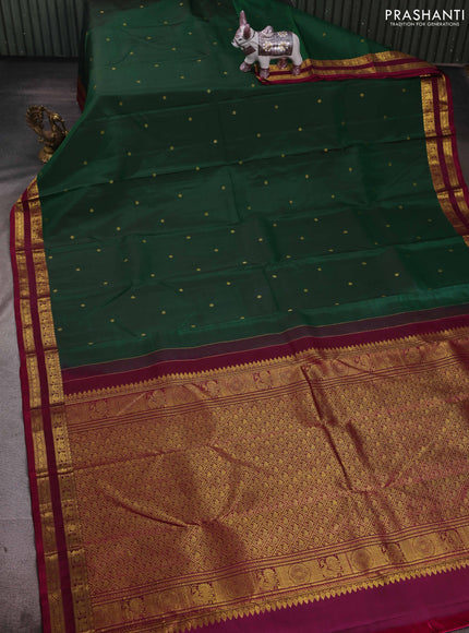Green & Magenta Pink Pure Kanchipuram Silk - Buttas