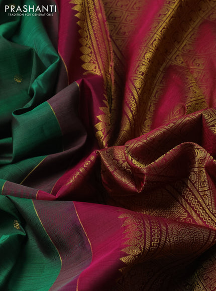 Green & Magenta Pink Pure Kanchipuram Silk - Buttas