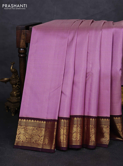 Lavender & Wine Pure Kanchipuram Silk Saree