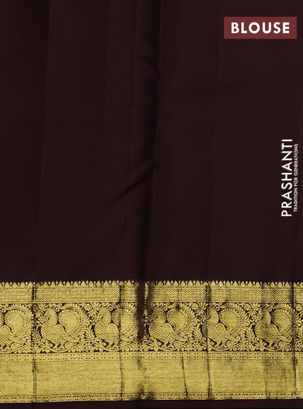 Rust & Coffee Brown Pure Kanchipuram Silk - Checks