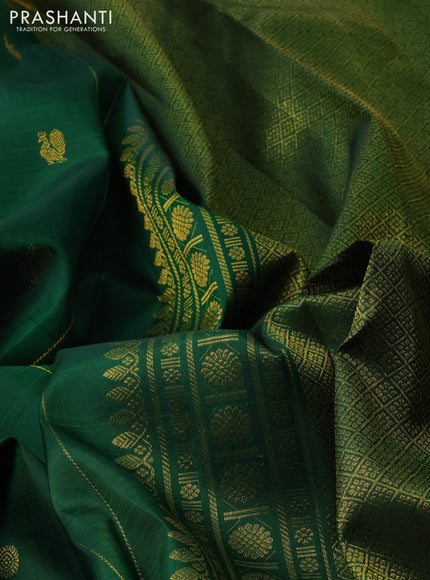 Green Pure Kanchipuram Silk - Buttas