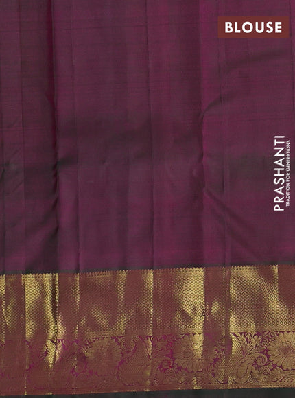 Magenta Pink & Green Pure Kanchipuram Silk - Buttas