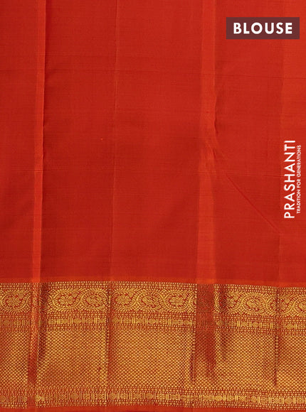 Violet & Orange Pure Kanchipuram Silk - Checks