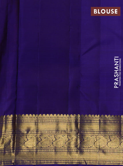 Rust & Blue Pure Kanchipuram Silk - Checks