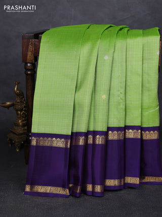 Pista Green & Blue Pure Kanchipuram Silk - Checks