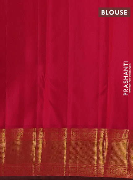 Pale Yellow & Pink Pure Kanchipuram Silk - Buttas